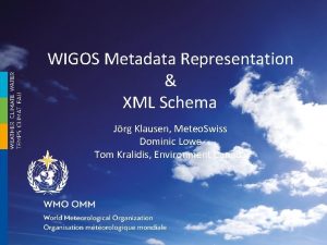 WIGOS Metadata Representation XML Schema Jrg Klausen Meteo