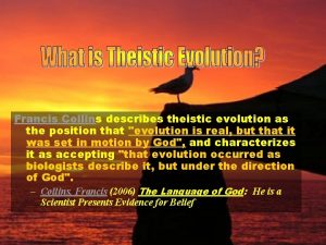 Francis Collins describes theistic evolution as the position