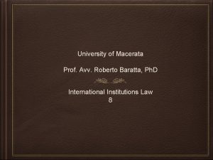 University of Macerata Prof Avv Roberto Baratta Ph