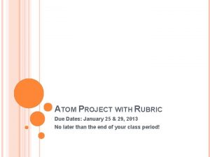 ATOM PROJECT WITH RUBRIC Due Dates January 25