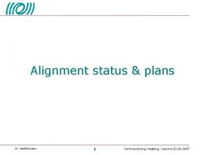 Alignment status plans H Heitmann 1 Commissioning meeting