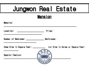 Jungwon Real Estate Mansion Website Location Price Number