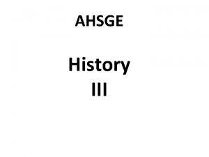AHSGE History III The Presidents refusal to sign