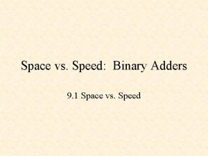 Space vs Speed Binary Adders 9 1 Space