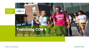 Toelichting COM 4 WOSdag 31 januari 2019 Inhoud