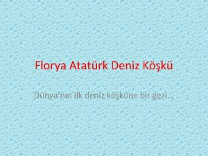 Florya Atatrk Deniz Kk Dnyann ilk deniz kkne