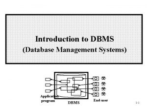 Introduction to DBMS Database Management Systems Application program