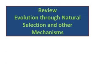 Review Evolution through Natural Selection and other Mechanisms