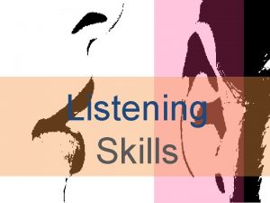 Listening Skills Course Objectives Explain the Components of
