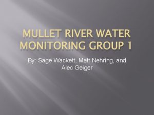 MULLET RIVER WATER MONITORING GROUP 1 By Sage