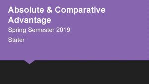 Absolute Comparative Advantage Spring Semester 2019 Stater Quick