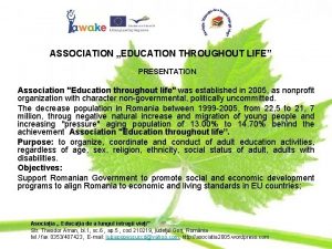 ASSOCIATION EDUCATION THROUGHOUT LIFE PRESENTATION Association Education throughout