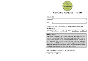 WEDDING REQUEST FORM FULL NAMES Husband Wife ARE