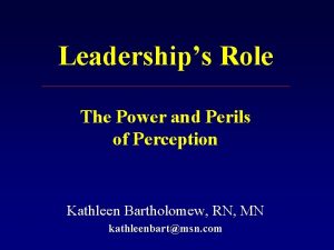 Leaderships Role The Power and Perils of Perception