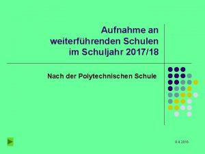 Aufnahme an weiterfhrenden Schulen im Schuljahr 201718 Nach