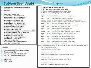 Subjunctive doubt Expressing doubt or negative opinions using