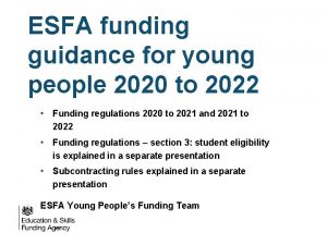 ESFA funding guidance for young people 2020 to