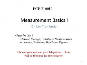 ECE 2100 H Measurement Basics I Dr Len