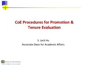 Co E Procedures for Promotion Tenure Evaluation S