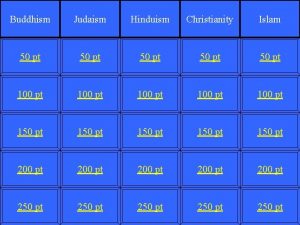 Buddhism Judaism Hinduism Christianity Islam 50 pt 50