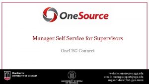 Manager Self Service for Supervisors One USG Connect