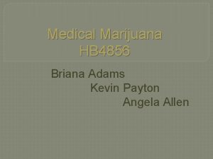 Medical Marijuana HB 4856 Briana Adams Kevin Payton