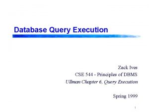 Database Query Execution Zack Ives CSE 544 Principles