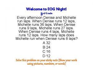 Welcome to EOG Night 3 rd Grade Every