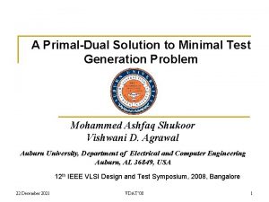 A PrimalDual Solution to Minimal Test Generation Problem