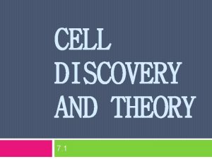 CELL DISCOVERY AND THEORY 7 1 History of