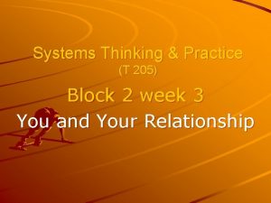 Systems Thinking Practice T 205 Block 2 week