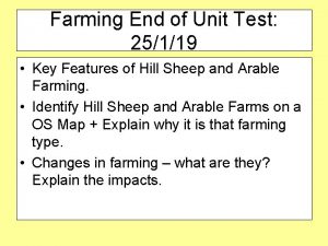 Farming End of Unit Test 25119 Key Features