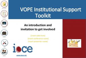 VOPE Institutional Support Toolkit An introduction and invitation