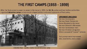 THE FIRST CAMPS 1933 1939 After the Nazis