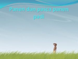 Panen dan pasca panen padi Nama kelompok SIGIT