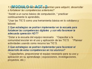 MODULO II ACT 2 1 Que acciones formativas
