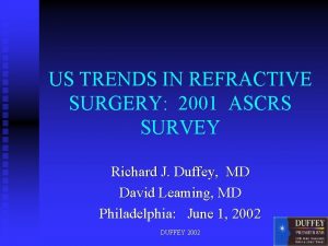 US TRENDS IN REFRACTIVE SURGERY 2001 ASCRS SURVEY