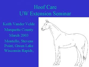 Hoof Care UW Extension Seminar Keith Vander Velde