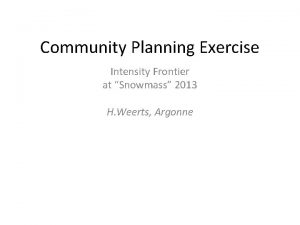 Community Planning Exercise Intensity Frontier at Snowmass 2013