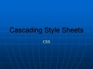 Cascading Style Sheets CSS Introduction To CSS n