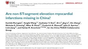 Are nonSTsegment elevation myocardial infarctions missing in China
