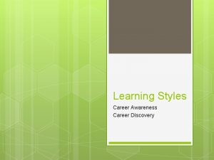 Learning Styles Career Awareness Career Discovery Online Questions