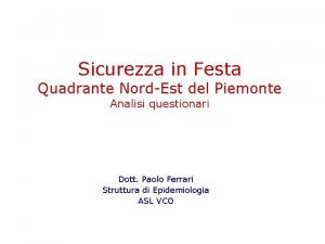 Sicurezza in Festa Quadrante NordEst del Piemonte Analisi