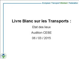 European Transport Workers Federation Livre Blanc sur les