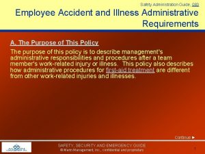 Safety Administration Guide 083 Employee Accident and Illness