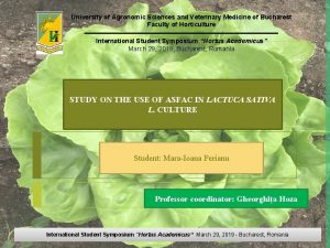 University of Agronomic Sciences and Veterinary Medicine of