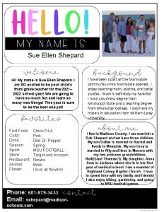 Sue Ellen Shepard Hi My name is Sue