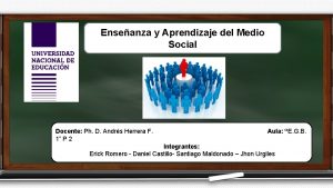 Enseanza y Aprendizaje del Medio Social Docente Ph