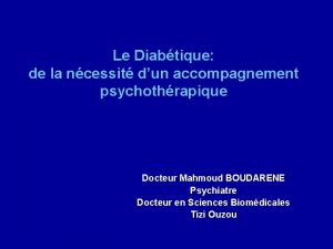 Le Diabtique de la ncessit dun accompagnement psychothrapique