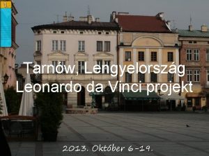 Tarnw Lengyelorszg Leonardo da Vinci projekt 2013 Oktber